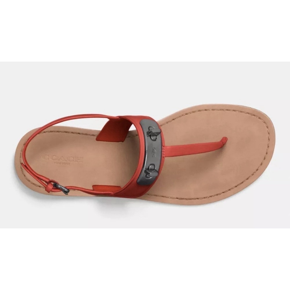 Coach Gracie Swagger Thong Sandals Burnt Orange Size 6.5 New In Box - Picture 2 of 16